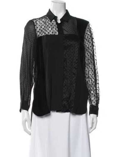Pre-owned Akris Punto Polka Dot Print V-neck Blouse In Black