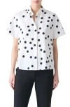 Akris Punto Polka Dot Ruffle Cotton Poplin Shirt