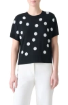 Akris Punto Polka Dot Short Sleeve Wool Sweater