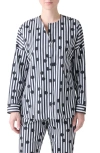 Akris Punto Polka Dot Stripe Cotton Tunic In Gray