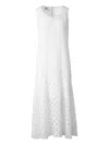 Akris Punto Polka Dot Organzino Sleeveless Midi Dress In White