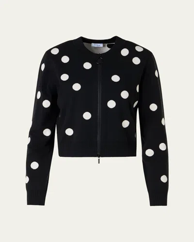 Akris Punto Polka Dot Wool Zip Cardigan In Multi