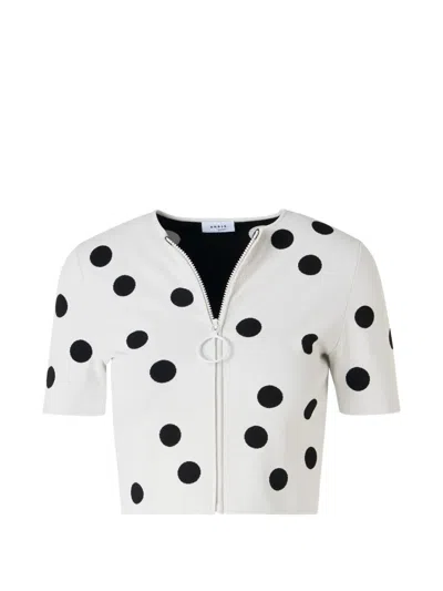 Akris Punto Polka-dot Cropped Cardigan In Multi