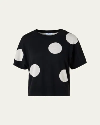 Akris Punto Polka-dot Merino Wool Short-sleeve Sweater In Multi