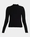 Akris Punto Popcorn Knit Mock-neck Sweater In Black