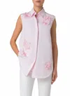 Akris Punto 3d Carnation Applique Sleeveless Button-down Blouse In Pink