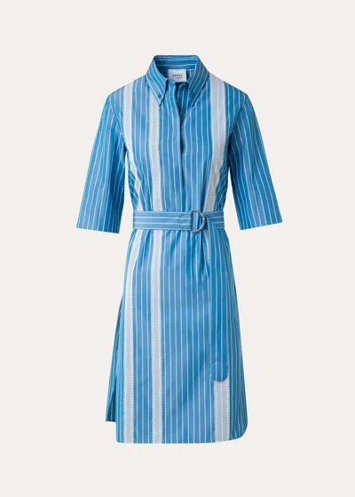 Akris Punto Poplin Dress In Blue Cream