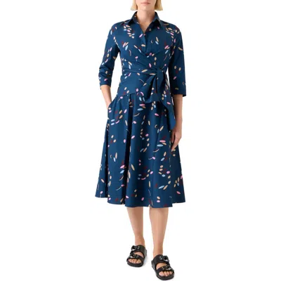 AKRIS PUNTO AKRIS PUNTO PRINT COTTON POPLIN WRAP SHIRTDRESS