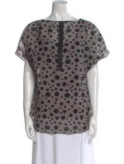 Pre-owned Akris Punto Printed Bateau Neckline T-shirt In Black