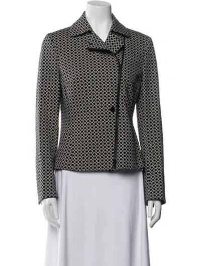 Pre-owned Akris Punto Printed Biker Jacket In White