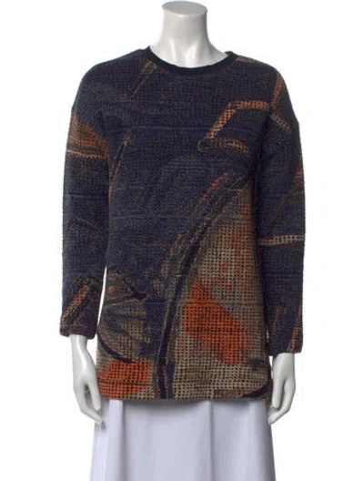 Pre-owned Akris Punto Printed Crew Neck Sweater In Brown