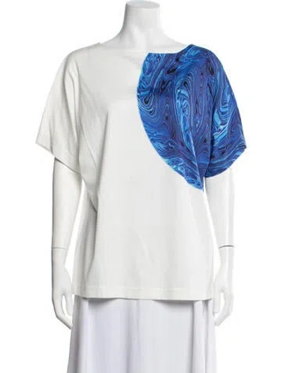 Pre-owned Akris Punto Printed Crew Neck T-shirt In Neutrals
