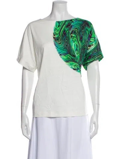 Pre-owned Akris Punto Printed Crew Neck T-shirt W/ Tags In White