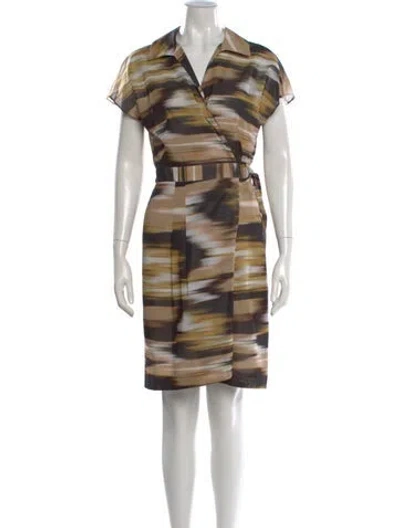 Pre-owned Akris Punto Printed Knee-length Dress In Brown