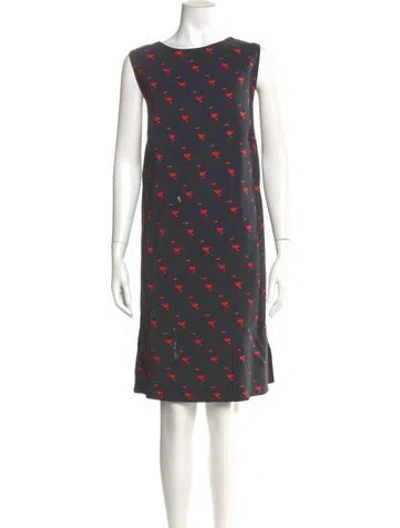 Pre-owned Akris Punto Printed Knee-length Dress In Gray