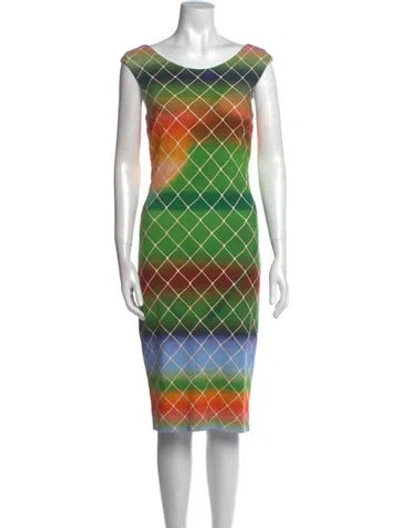 Pre-owned Akris Punto Printed Knee-length Dress In Green