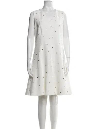 Pre-owned Akris Punto Printed Knee-length Dress In White