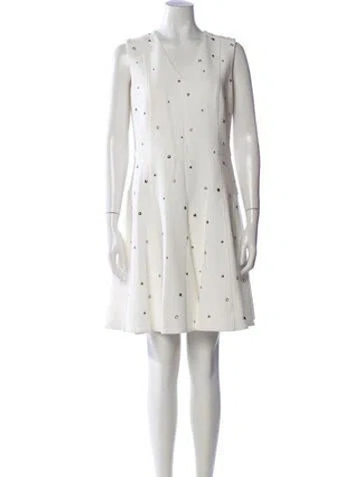 Pre-owned Akris Punto Printed Knee-length Dress In White