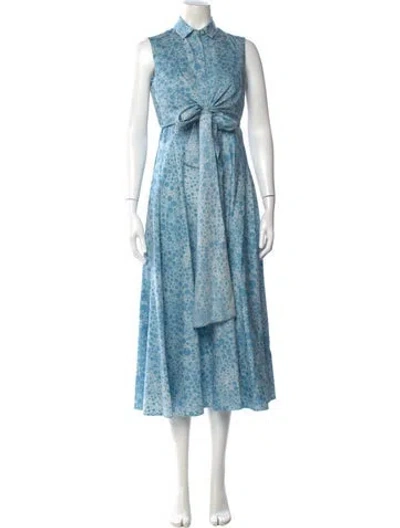 Pre-owned Akris Punto Printed Long Dress W/ Tags In Blue
