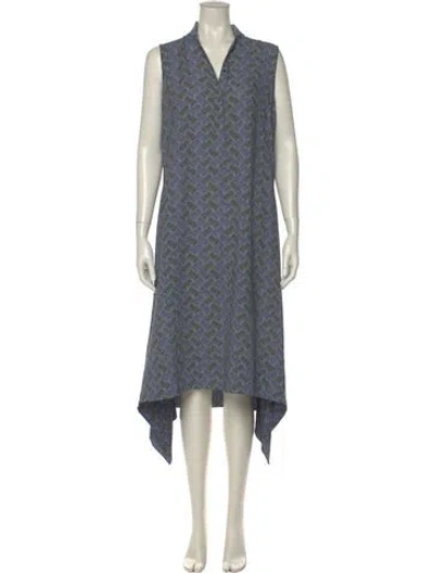 Pre-owned Akris Punto Printed Midi Length Dress In Blue