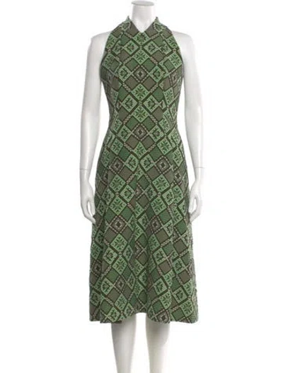 Pre-owned Akris Punto Printed Midi Length Dress In Green