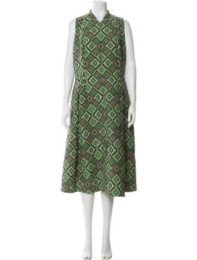Pre-owned Akris Punto Printed Midi Length Dress In Green