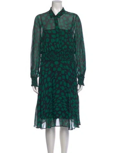 Pre-owned Akris Punto Printed Midi Length Dress In Green