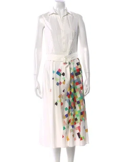 Pre-owned Akris Punto Printed Midi Length Dress In White