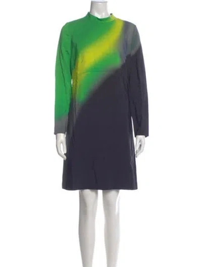 Pre-owned Akris Punto Printed Mini Dress In Green