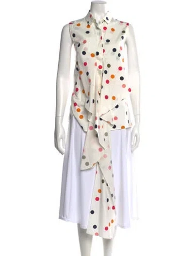 Pre-owned Akris Punto Printed Mock Neck Tunic In Neutral