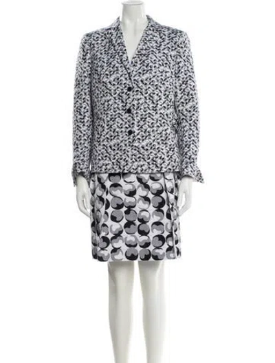 Pre-owned Akris Punto Printed Pleated Accents Skirt Set In White