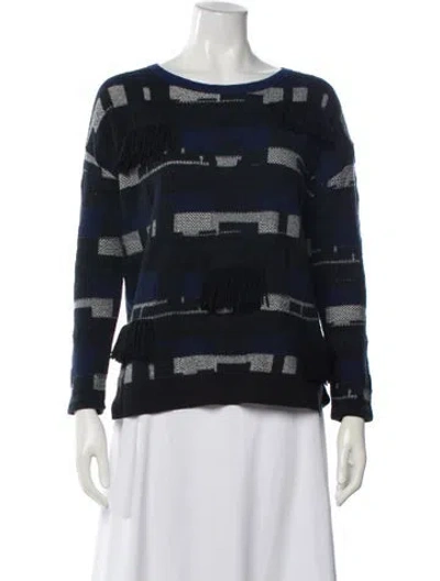 Pre-owned Akris Punto Printed Scoop Neck Sweater In Blue