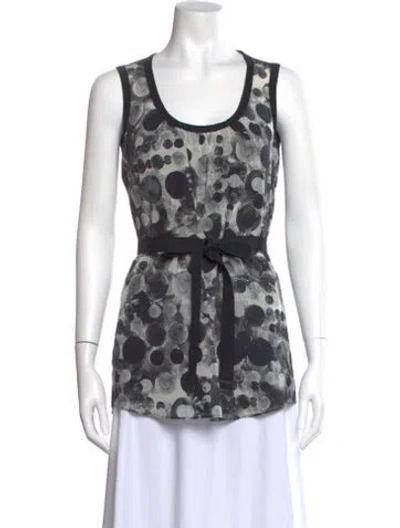Pre-owned Akris Punto Printed Scoop Neck Top In Black