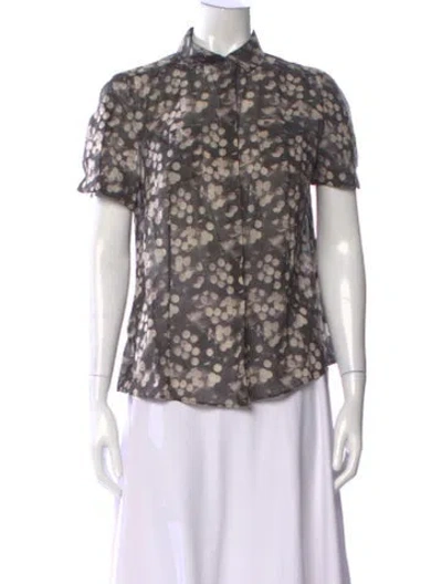 Pre-owned Akris Punto Printed Short Sleeve Blouse In Black