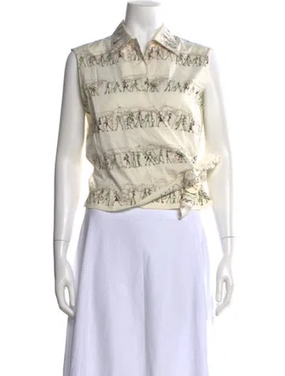 Pre-owned Akris Punto Printed Sleeveless Blouse In Neutral