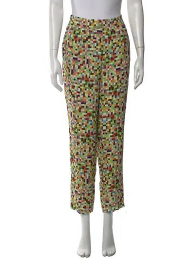 Pre-owned Akris Punto Printed Straight Leg Pants In Green
