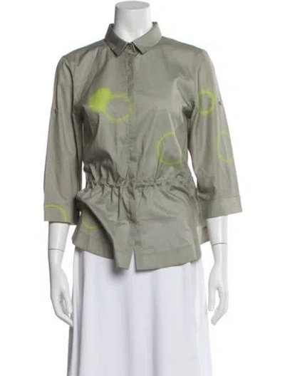 Pre-owned Akris Punto Printed Three-quarter Sleeve Blouse In Multi