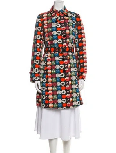 Pre-owned Akris Punto Printed Trench Coat In Black