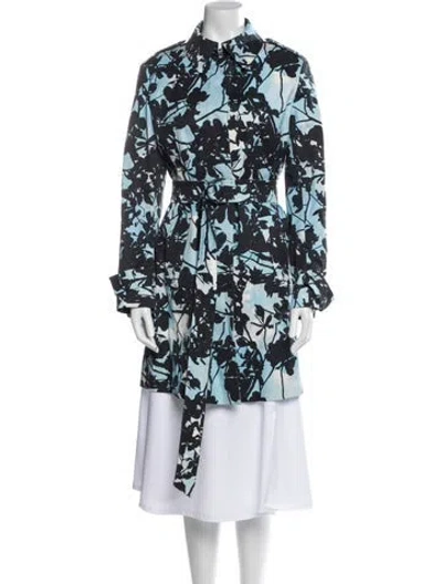Pre-owned Akris Punto Printed Trench Coat In Blue
