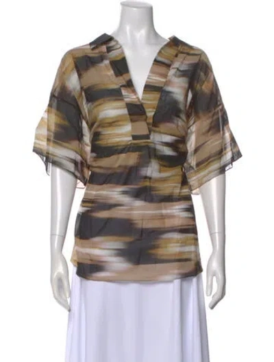 Pre-owned Akris Punto Printed V-neck Blouse In Neutral