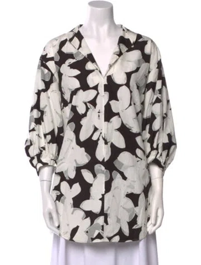 Pre-owned Akris Punto Printed V-neck Tunic In Gray