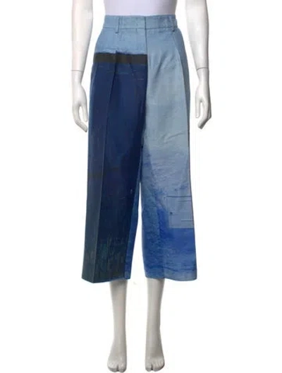 Pre-owned Akris Punto Printed Wide Leg Pants In Blue