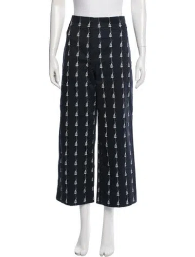 Pre-owned Akris Punto Printed Wide Leg Pants In Blue