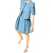 Akris Punto Puff Shoulders Short-sleeve Jacket In Med Blue In Multi