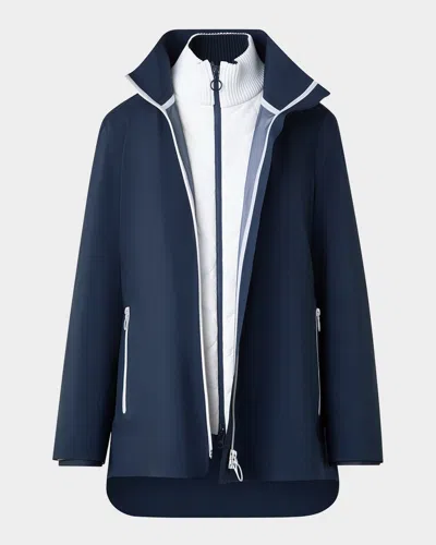 Akris Punto Quilted-dickey Techno Parka Jacket In Navy