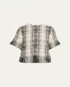 Akris Punto Raw Cotton Tweed Boxy Blouse In Multi
