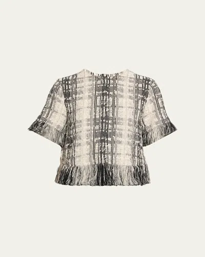 Akris Punto Raw Cotton Tweed Boxy Blouse In Multi