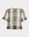 Akris Punto Raw Cotton Tweed Boxy Blouse In Multi