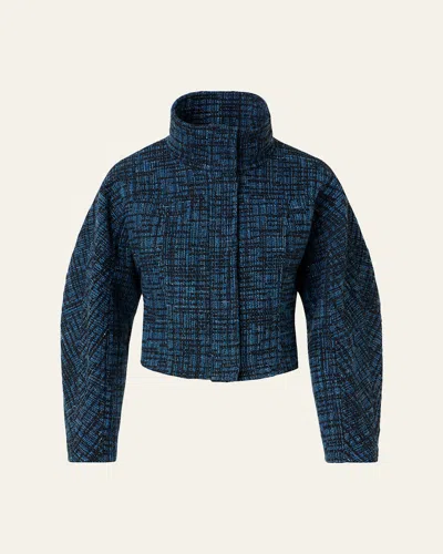 Akris Punto Raw Denim Tweed Zip Jacket In Multi