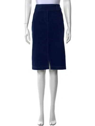 Pre-owned Akris Punto Raw-edge Trim Knee-length Skirt In Blue